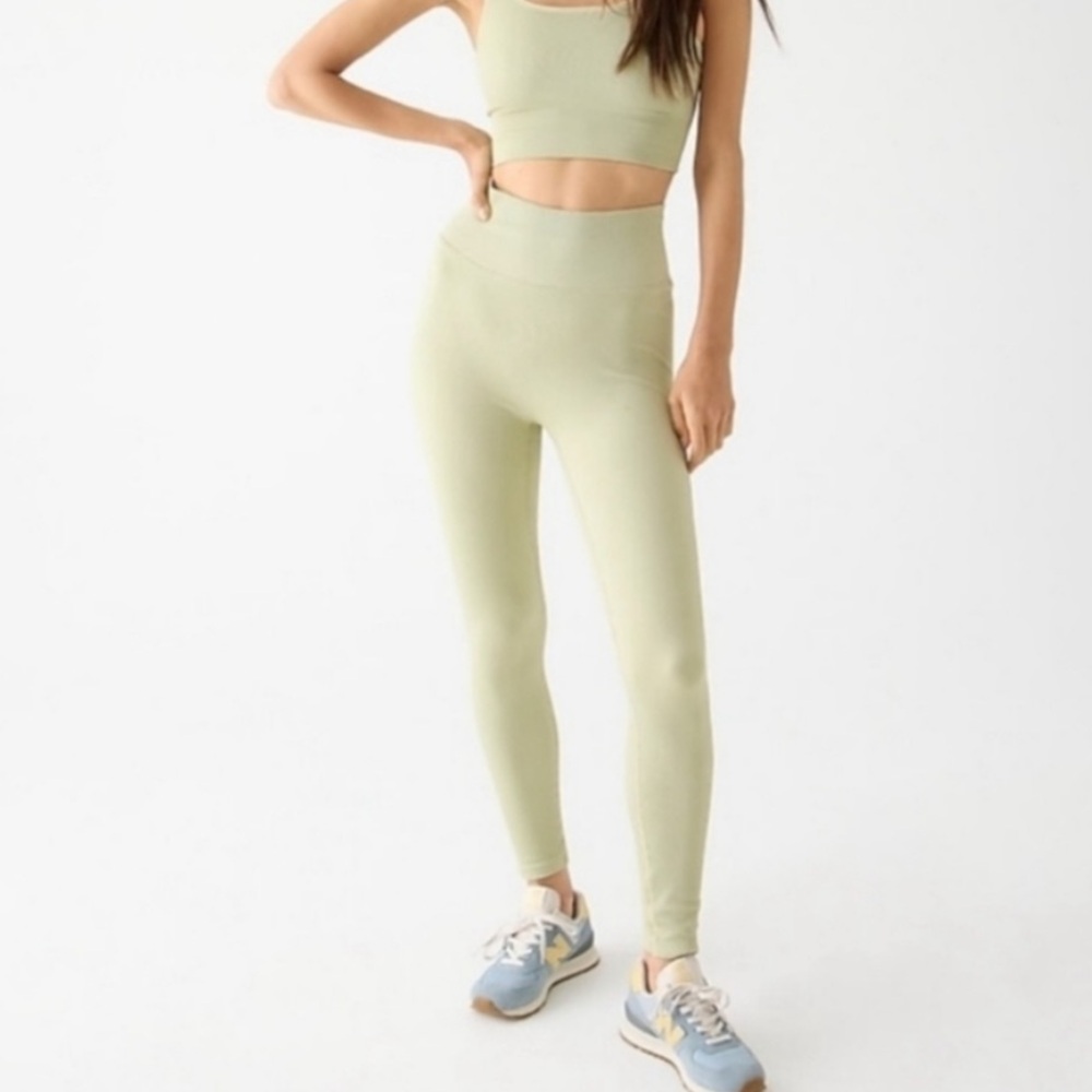 J Crew Active Sculptstretch ribbed light green/ faded pistachio leggings size S